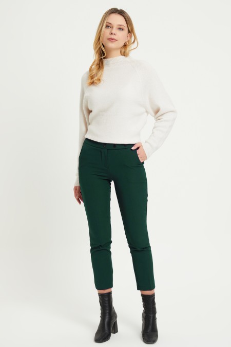 Cigarette 3 Snap Trousers - Emerald