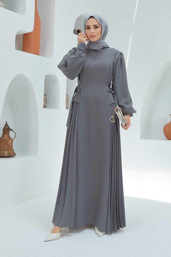 Pleated Dress - Gray