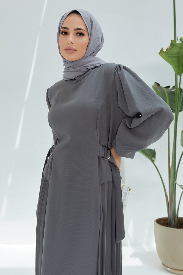 Pleated Dress - Gray