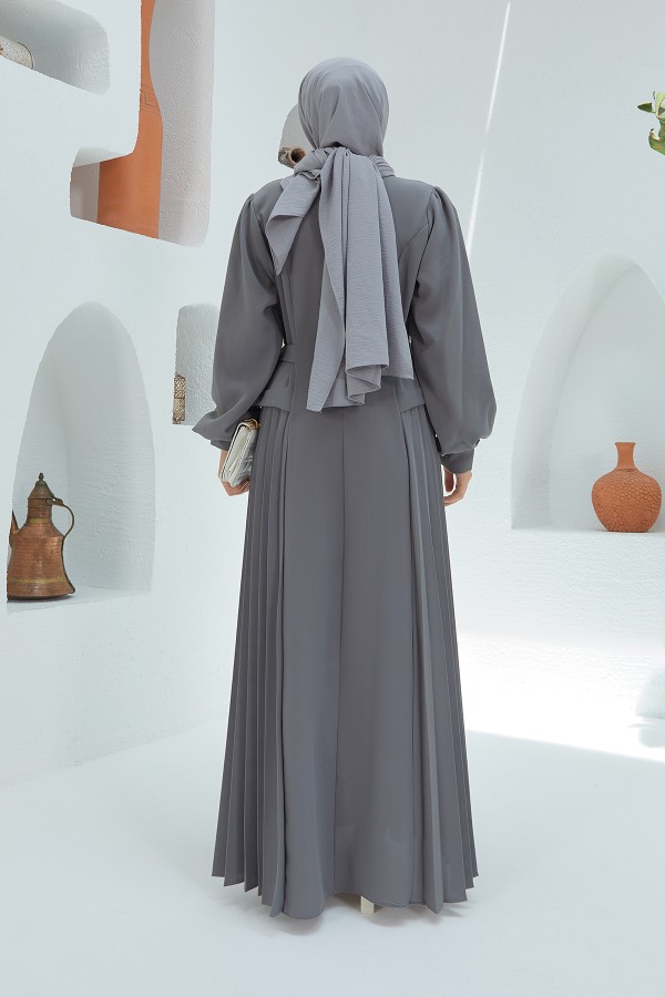 Pleated Dress - Gray