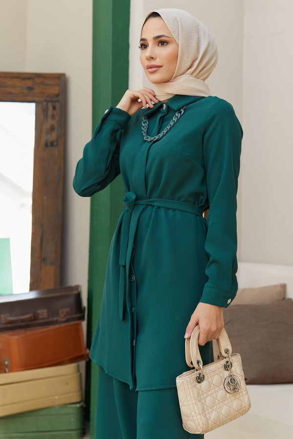 Zincir Kolyeli Takım - Zümrüt