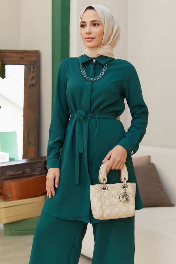 Zincir Kolyeli Takım - Zümrüt