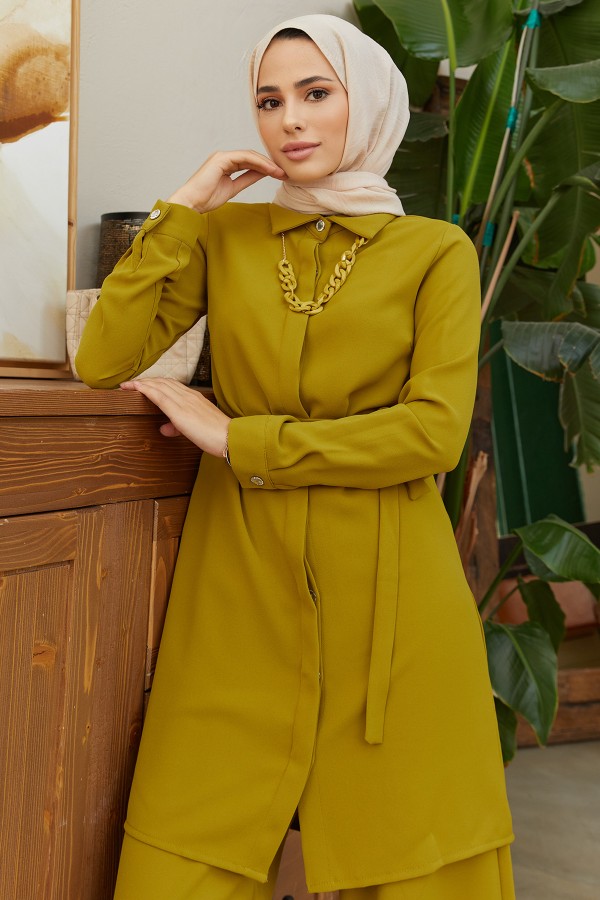 Zincir Kolyeli Takım - Yağ Yeşili