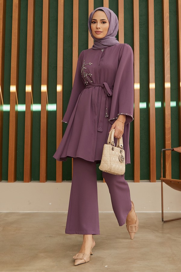 Luna Stone Embroidered Set - Lilac