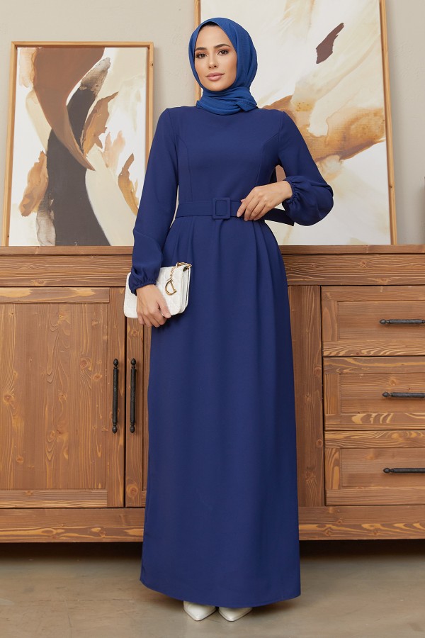 Belted Pencil Dress - Indigo Belted Pencil Dress - Indigo
