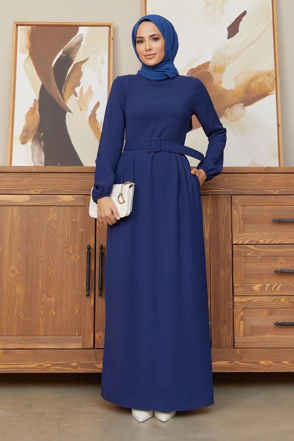 Belted Pencil Dress - Indigo Belted Pencil Dress - Indigo