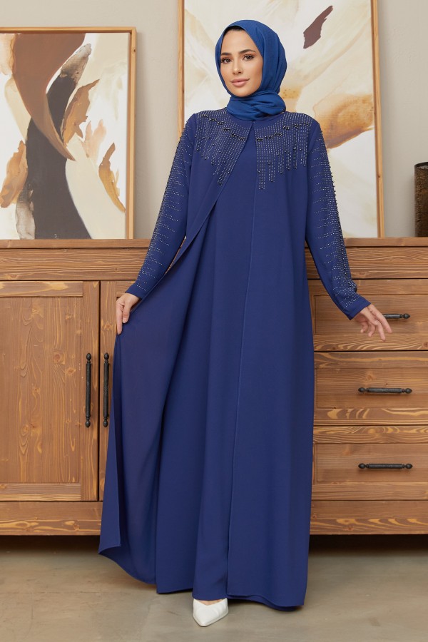 Plus Size Serra Evening Dress - Indigo