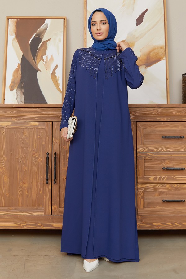 Plus Size Serra Evening Dress - Indigo