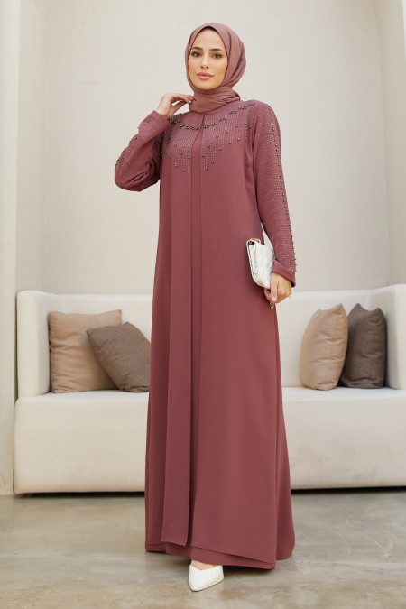 Large Size Serra Evening Dress - Dried Rose