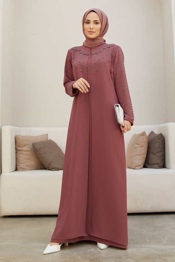 Large Size Serra Evening Dress - Dried Rose