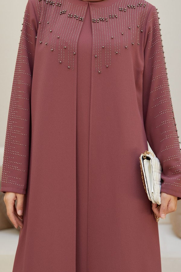 Large Size Serra Evening Dress - Dried Rose