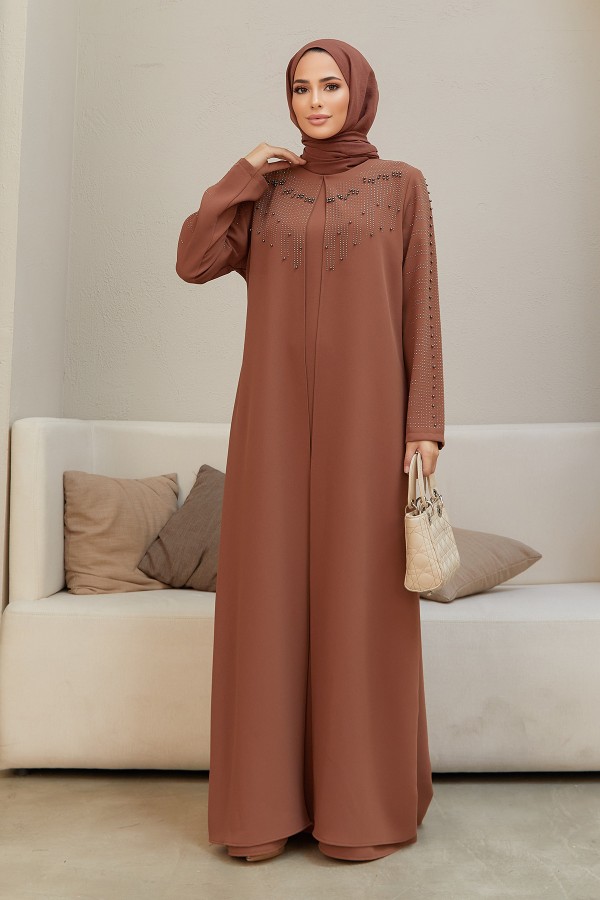 Büyük Beden Serra Abiye - Camel