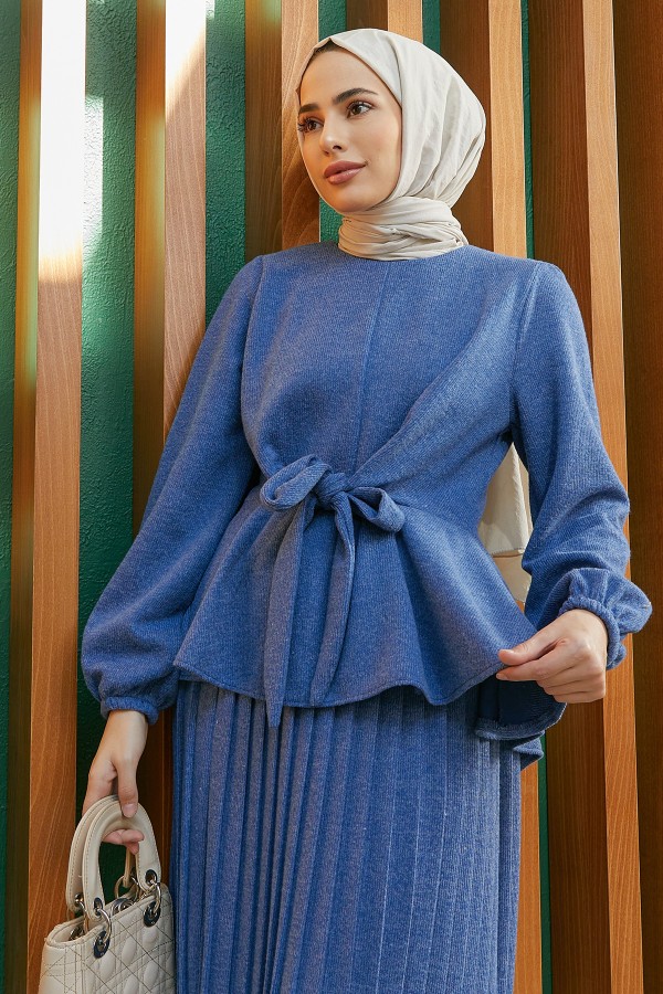 Etekli Triko Takım - İndigo