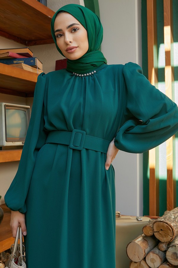 Skirt Pleated Dress - Emerald