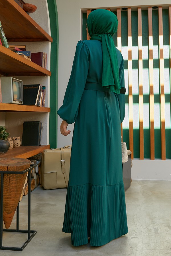 Skirt Pleated Dress - Emerald