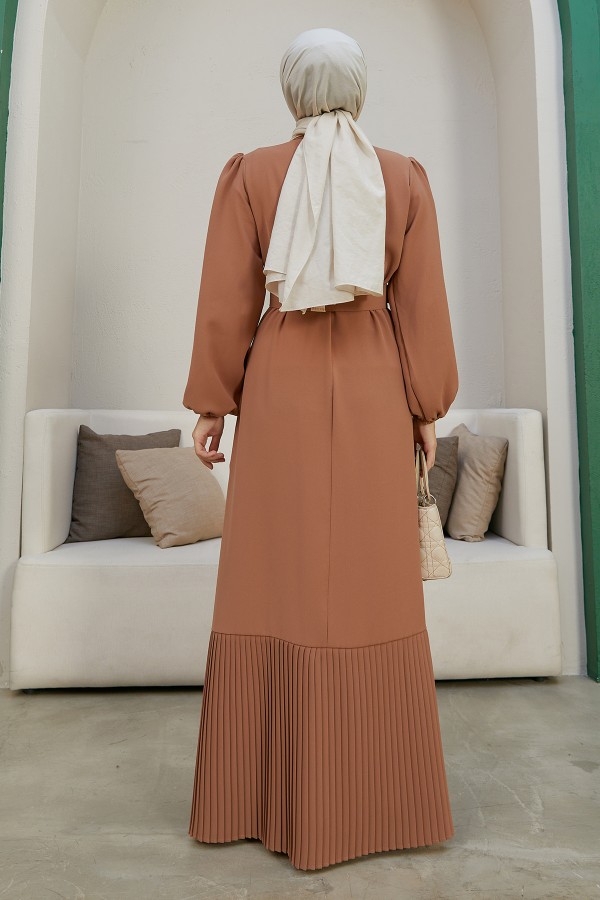 Skirt Pleated Dress - Camel Skirt Pleated Dress - Camel