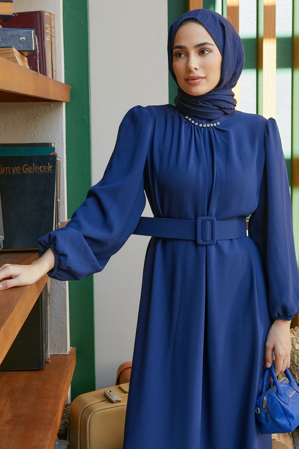 Skirt Pleated Dress - Indigo