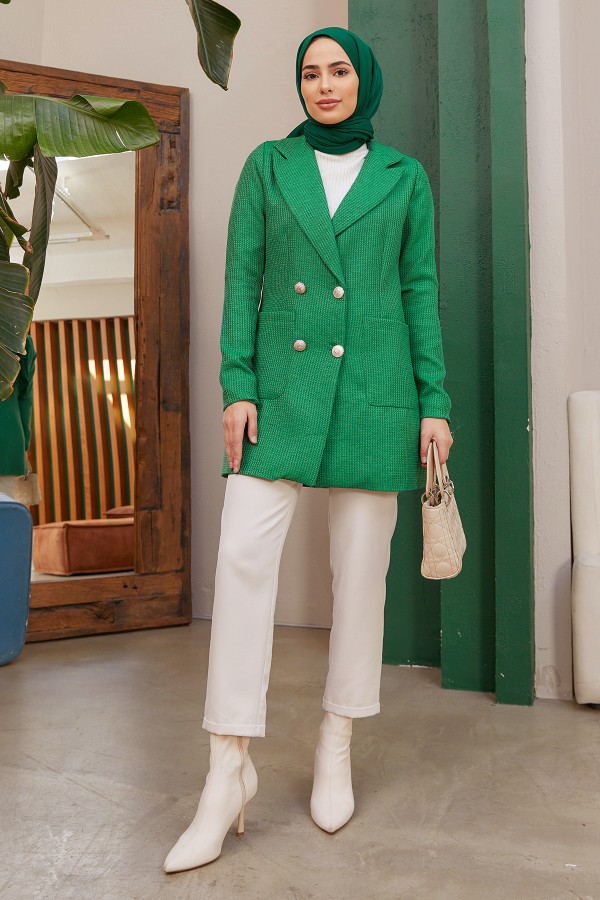 Vina Tüvit Ceket - Zümrüt