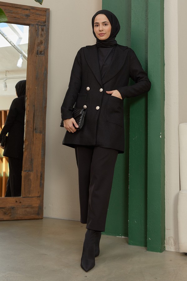 Vina Tüvit Ceket - Siyah