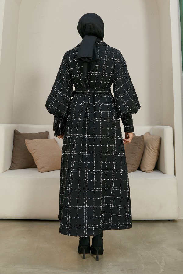 Balon Kol Kaban - Siyah Ekru Çizgili