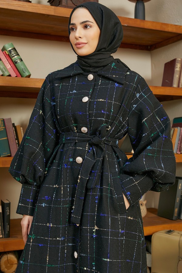 Balloon Sleeve Coat - Black
