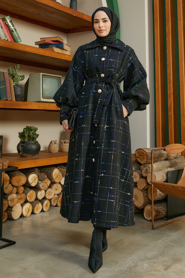 Balloon Sleeve Coat - Black