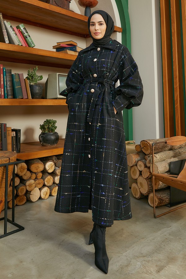 Balloon Sleeve Coat - Black