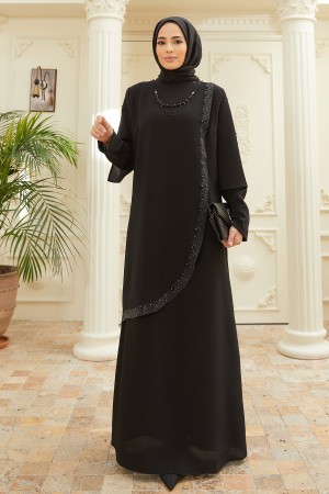 Hürrem Plus Size Evening Dress - Black