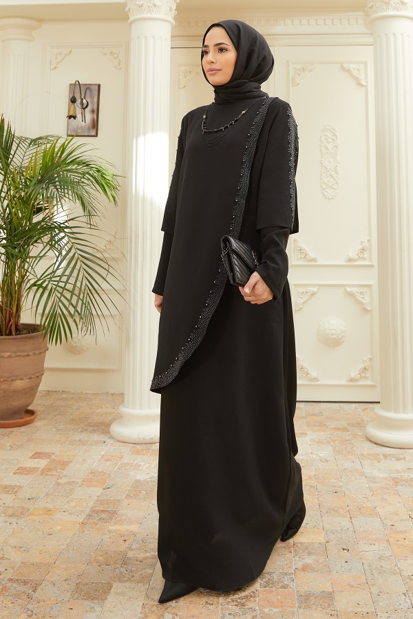 Hürrem Plus Size Evening Dress - Black