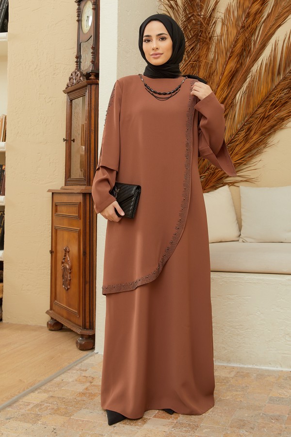 Hürrem Büyük Beden Abiye - Camel