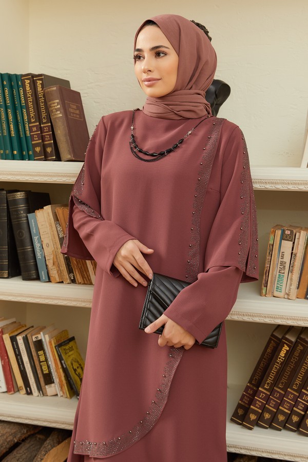 Hürrem Büyük Beden Abiye - Gül Kurusu