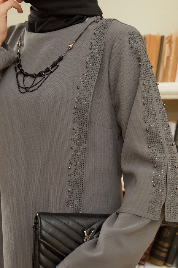 Hürrem Büyük Beden Abiye - Gri