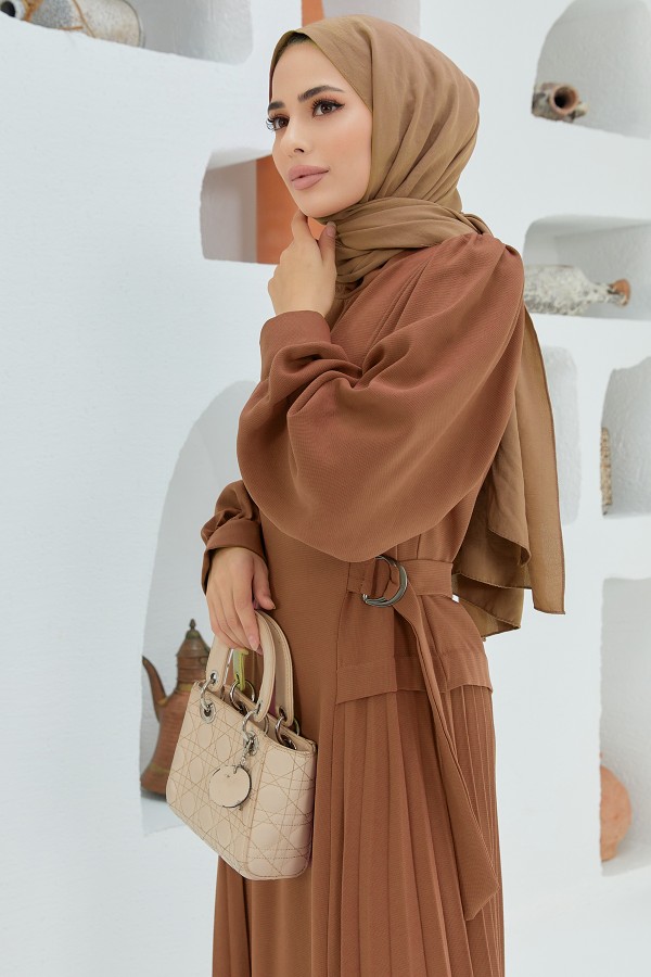 Pleated Dress - Camel