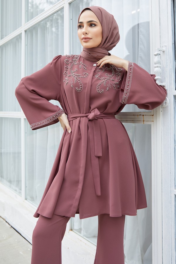 Mona Tunic Pants Set - Dried Rose