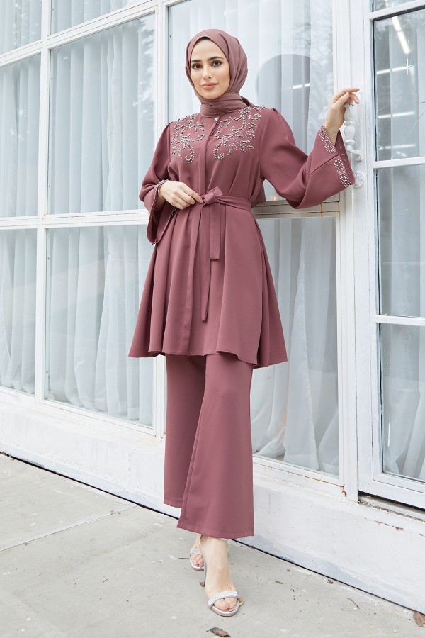 Mona Tunic Pants Set - Dried Rose