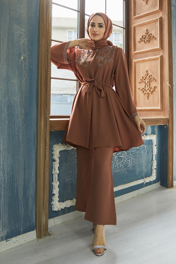 Mona Tunik Pantolon Takım - Camel
