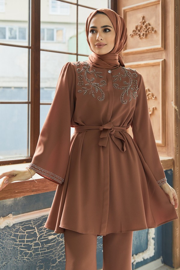 Mona Tunik Pantolon Takım - Camel
