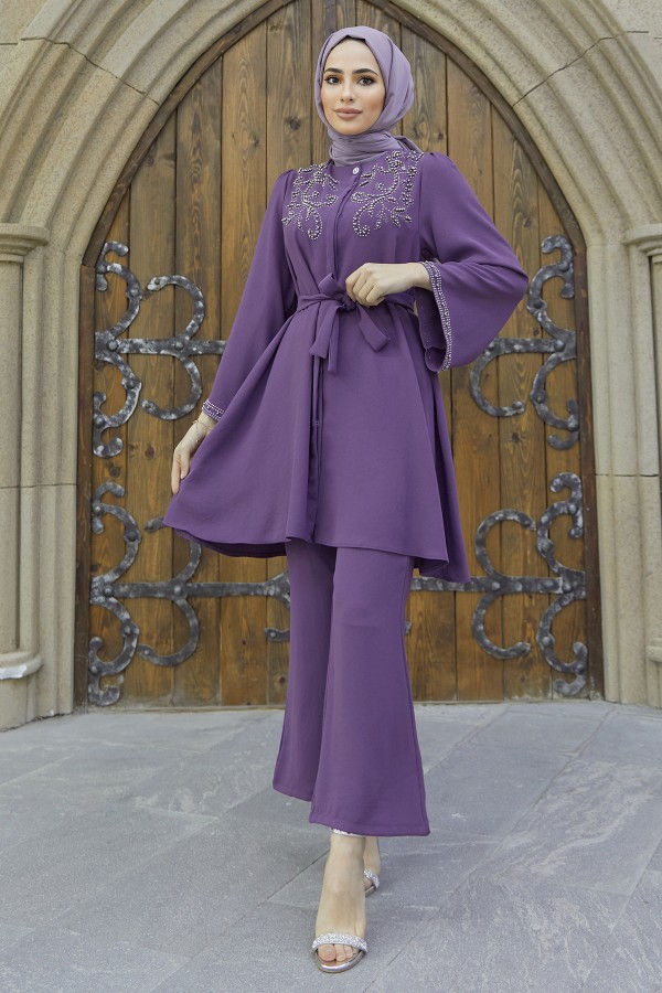 Mona Tunik Pantolon Takım - Leylak