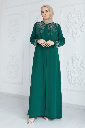 Lina Plus Size Evening Dress - Emerald