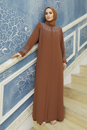 Lina Plus Size Evening Dress - Camel
