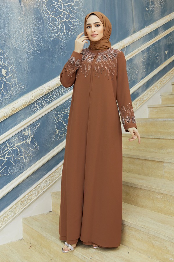 Lina Büyük Beden Abiye - Camel
