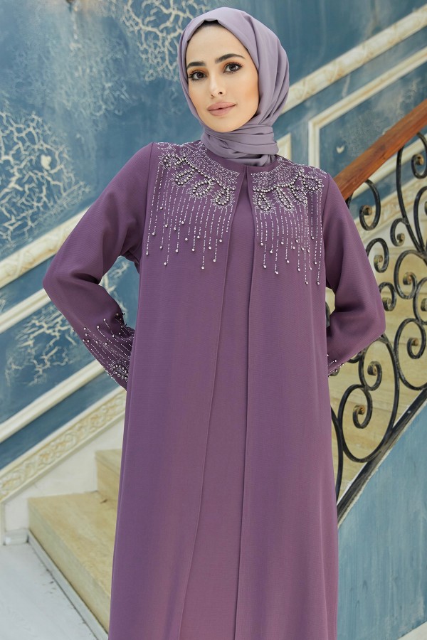 Lina Plus Size Evening Dress - Lilac