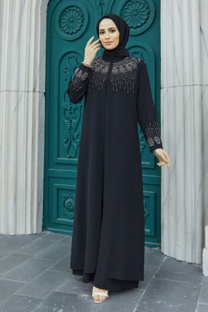 Lina Plus Size Evening Dress - Black