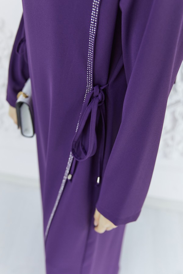 Yandan Bağlamalı Elbise - Mor