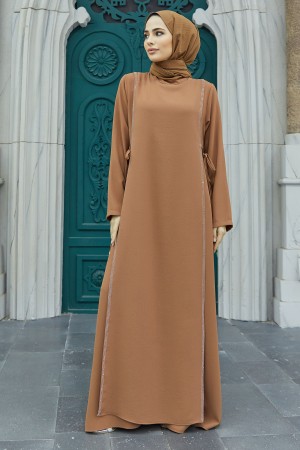 Yandan Bağlamalı Elbise - Camel