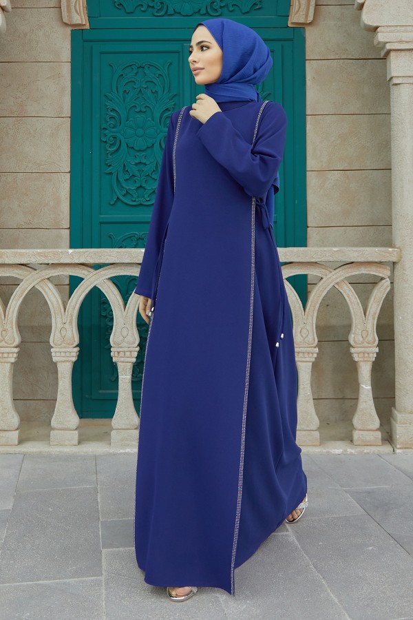 Yandan Bağlamalı Elbise - İndigo