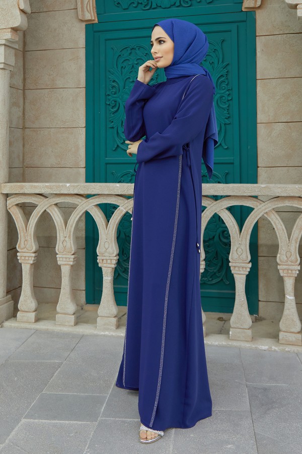 Yandan Bağlamalı Elbise - İndigo