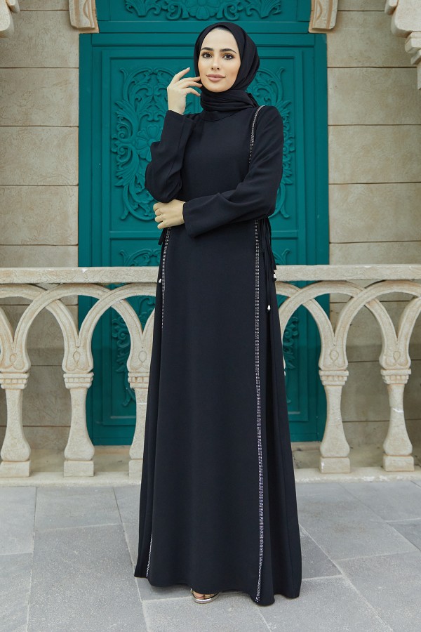 Yandan Bağlamalı Elbise - Siyah