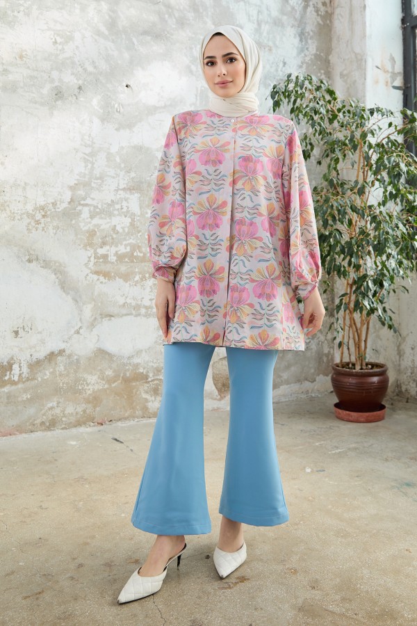 Flared Trousers - Baby Blue
