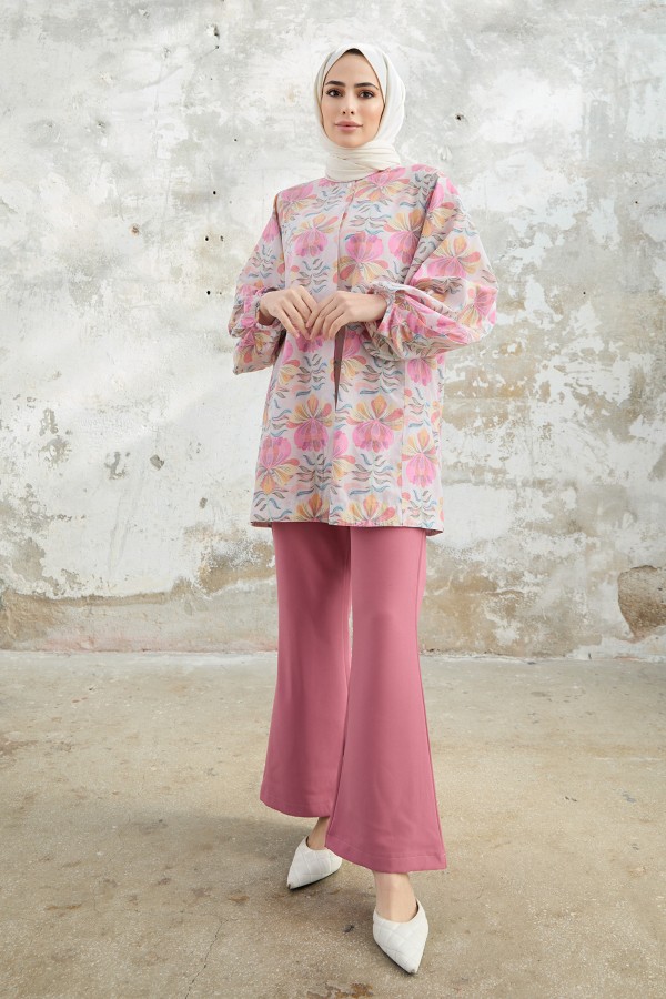 İspanyol Paça Pantolon - Gül Kurusu